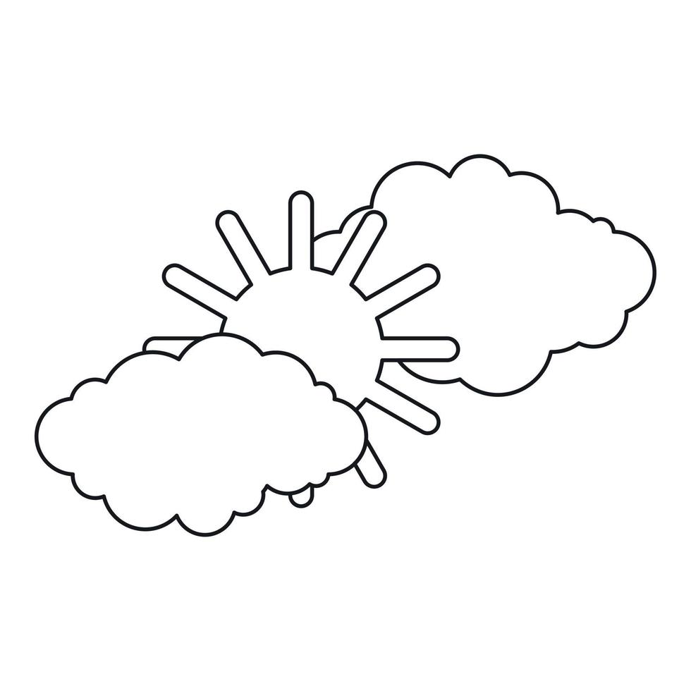 Wolken und Sonnensymbol, Umrissstil vektor