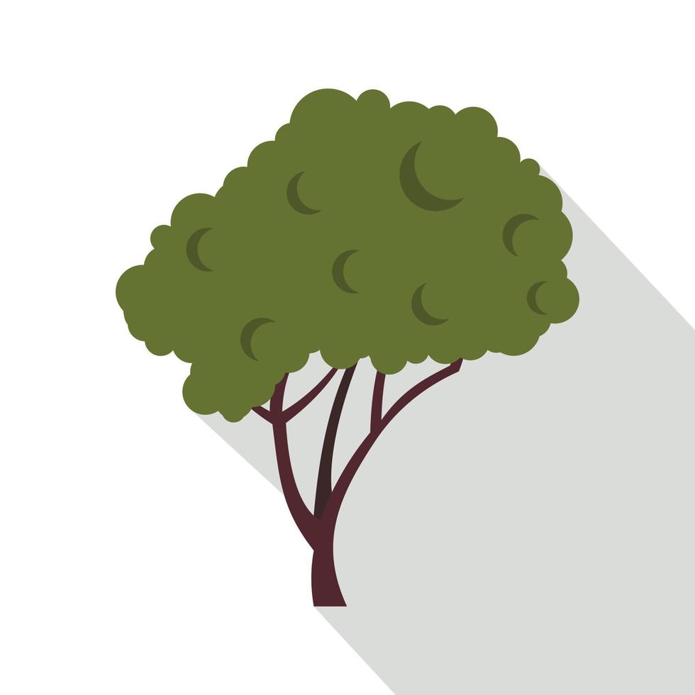 grön träd med en avrundad krona ikon, platt stil vektor
