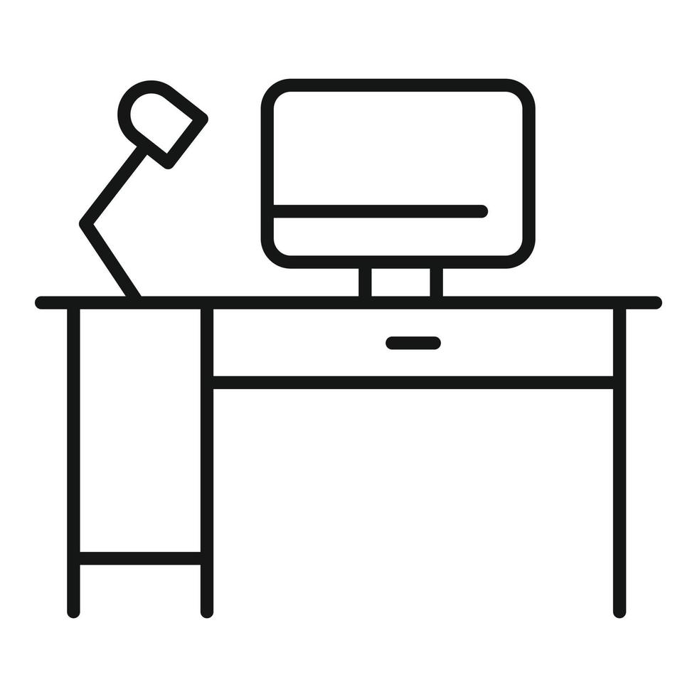 Home-Office-Arbeitsplatz-Symbol, Umrissstil vektor