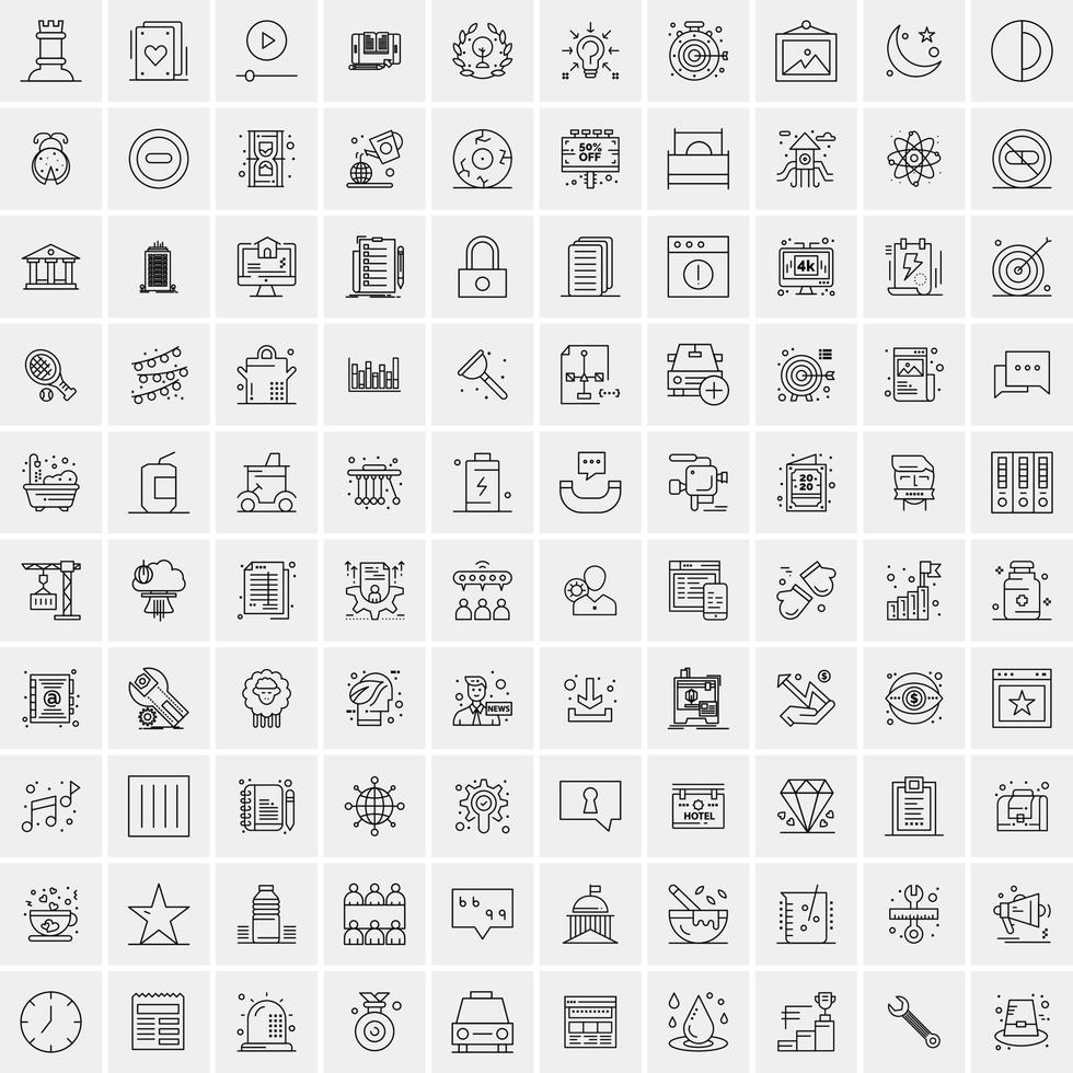 uppsättning av 100 kreativ företag linje ikoner vektor