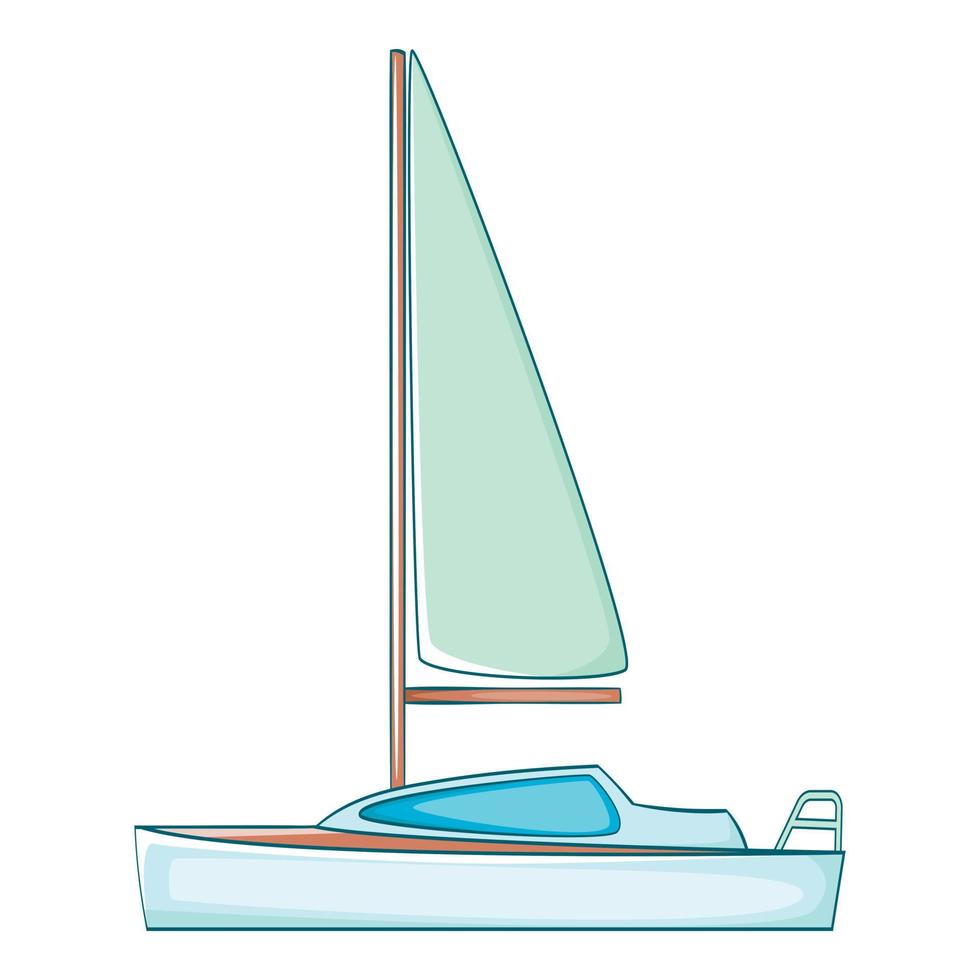 Yacht med segel ikon, tecknad serie stil vektor