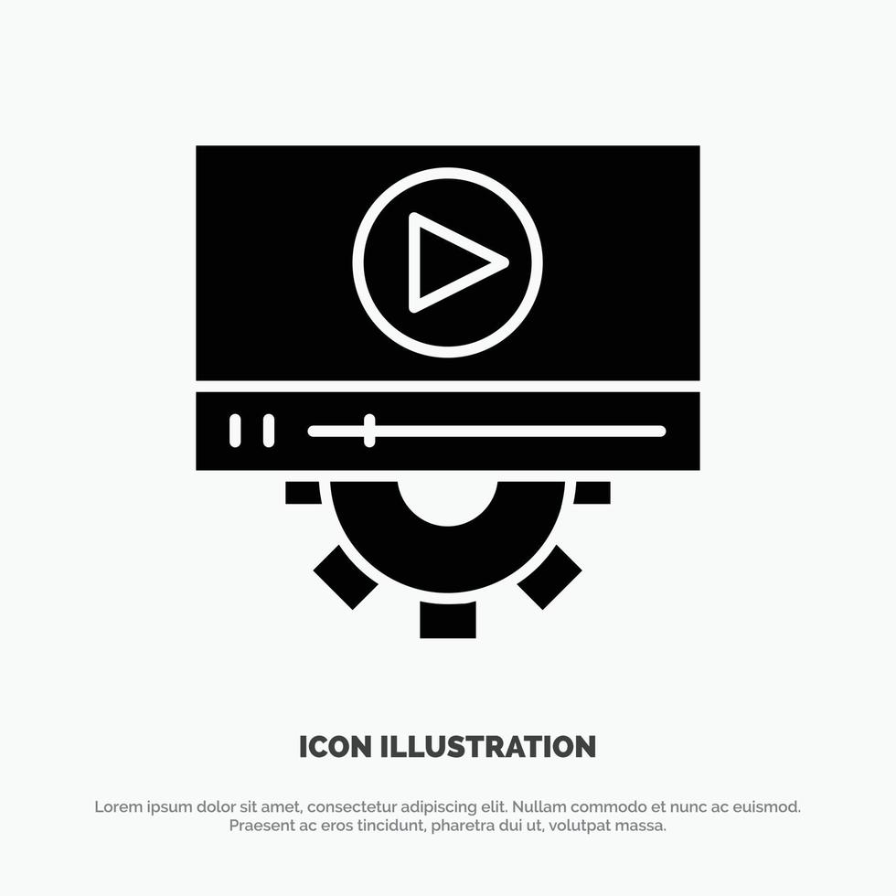 Video Play Setting Design solider Glyphen-Icon-Vektor vektor