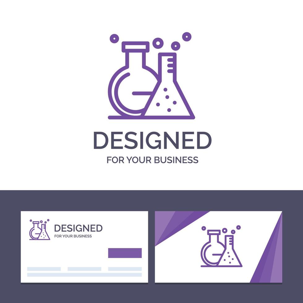kreativ företag kort och logotyp mall flaska labb rör testa vektor illustration