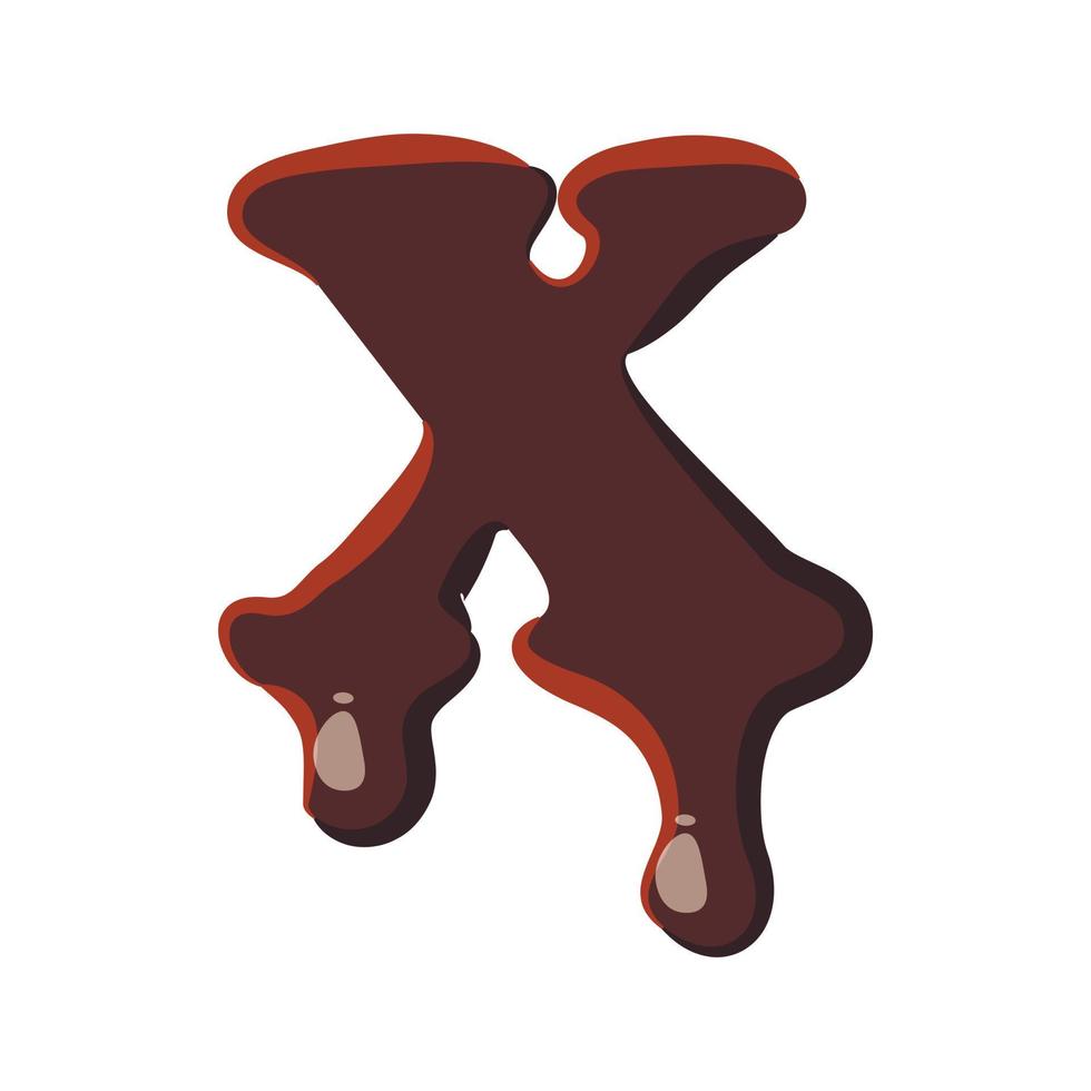 buchstabe x aus dem lateinischen alphabet aus schokolade vektor