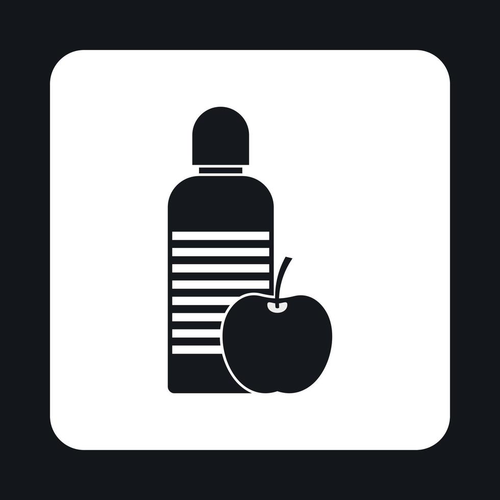 flaska av vatten och äpple ikon, enkel stil vektor