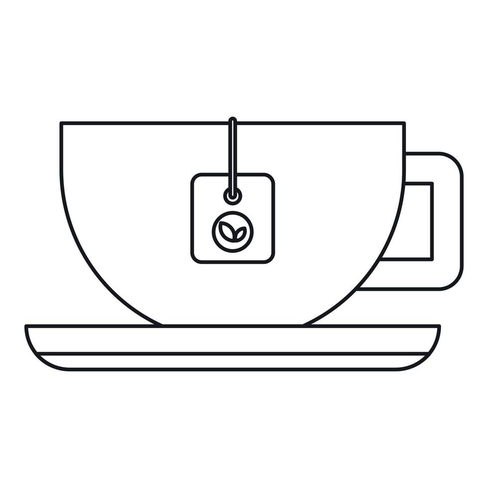 kopp av te ikon, översikt stil vektor