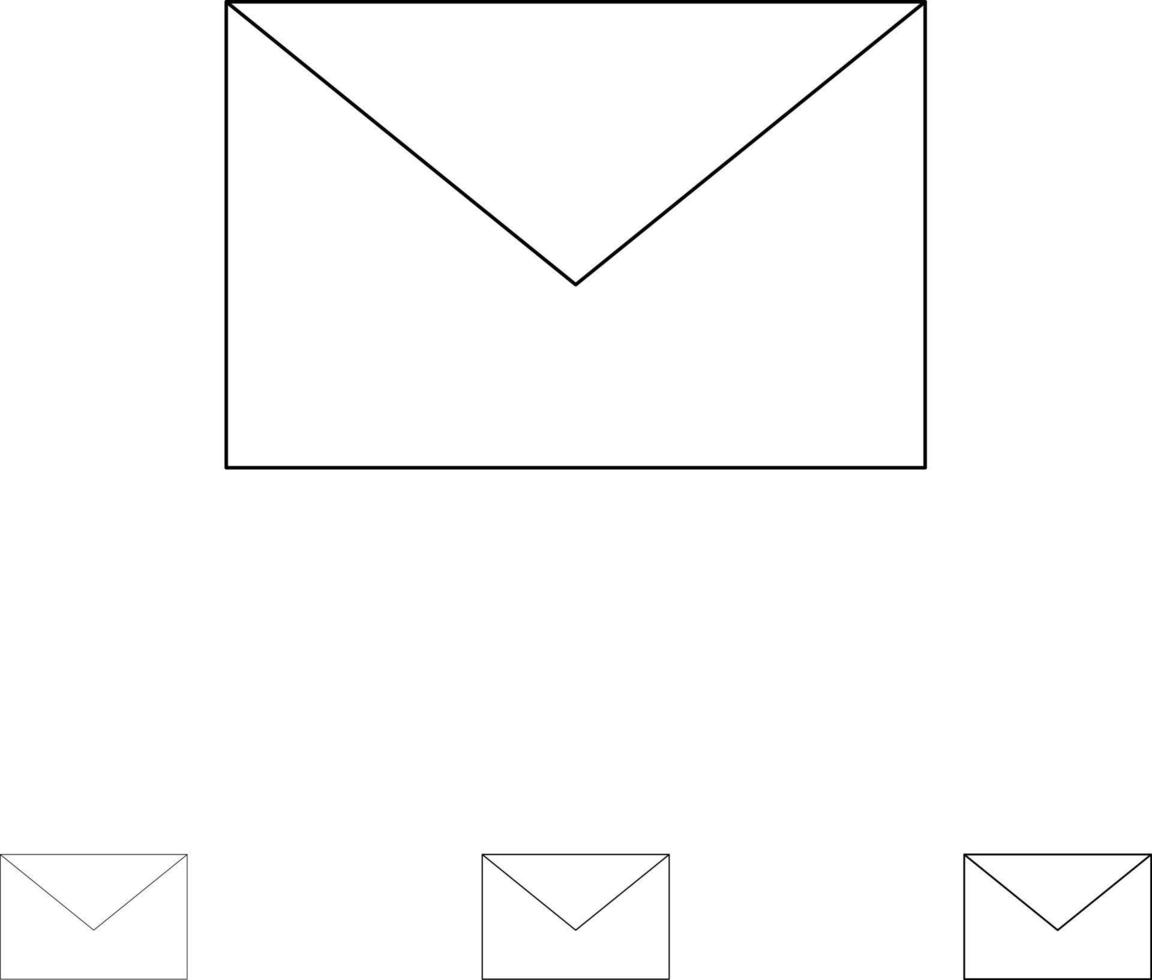 Symbolsatz für E-Mail-Nachrichten mit dicken und dünnen schwarzen Linien vektor