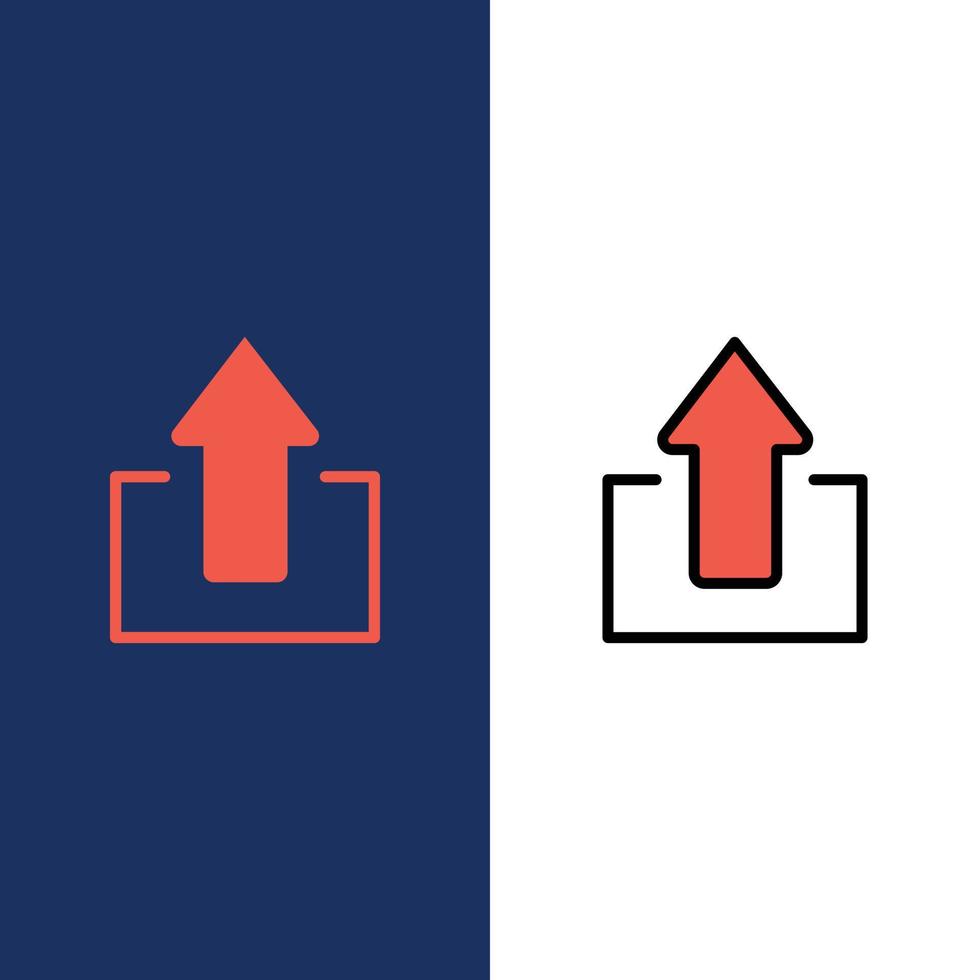 Pfeil Pfeile nach oben Upload-Icons flach und Linie gefüllt Icon Set Vektor blauen Hintergrund