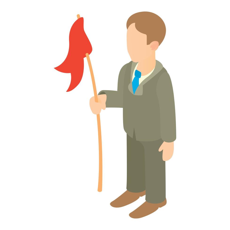 Geschäftsmann mit rotem Fahnensymbol, Cartoon-Stil vektor