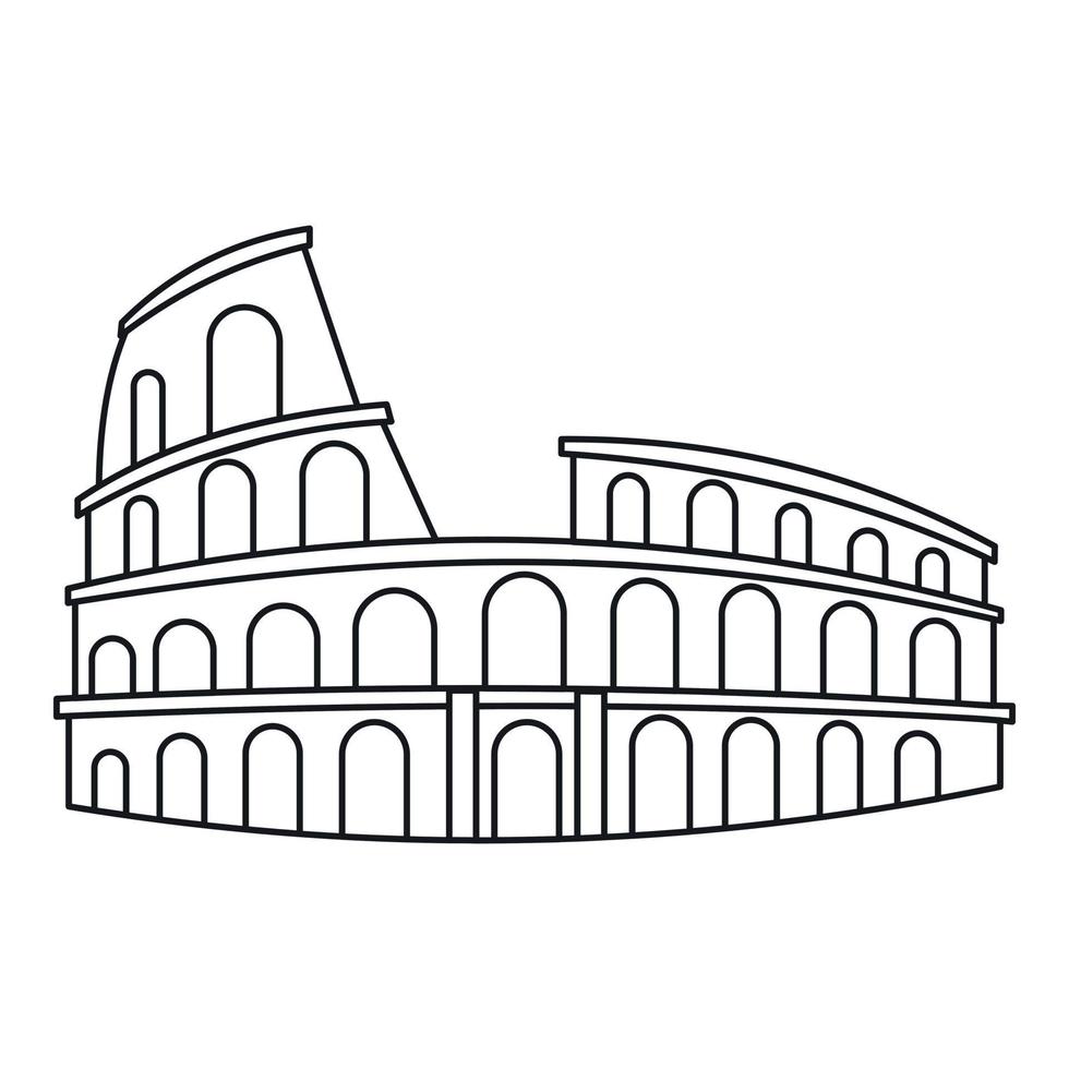 colosseum i rom ikon, översikt stil vektor