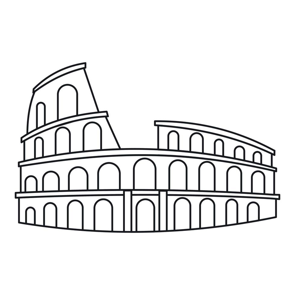 kolosseum in rom symbol, umrissstil vektor