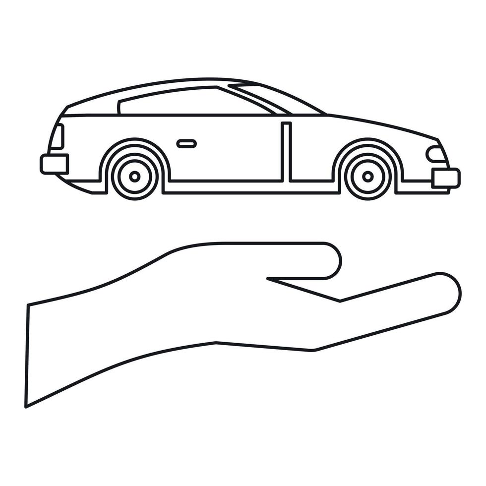 Symbol für das Konzept der Autoversicherung, Umrissstil vektor