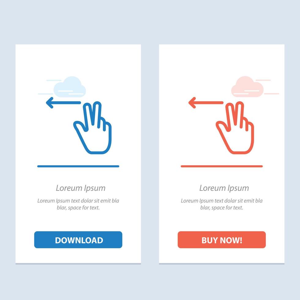 Fingergeste links blau und rot herunterladen und jetzt kaufen Web-Widget-Kartenvorlage vektor