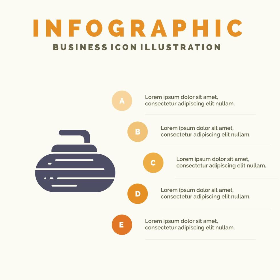 skålar curling Utrustning sport fast ikon infographics 5 steg presentation bakgrund vektor