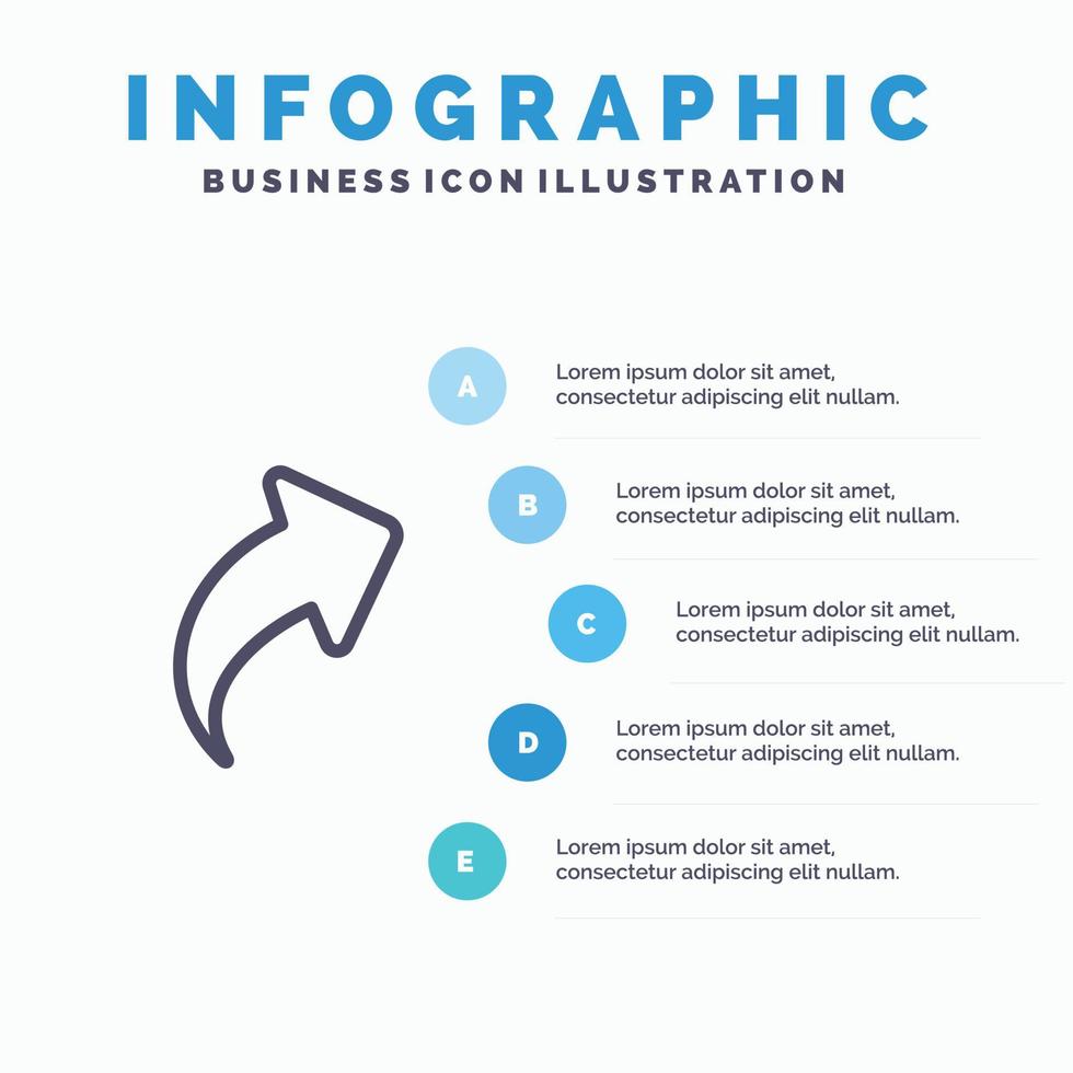 pil upp rätt linje ikon med 5 steg presentation infographics bakgrund vektor