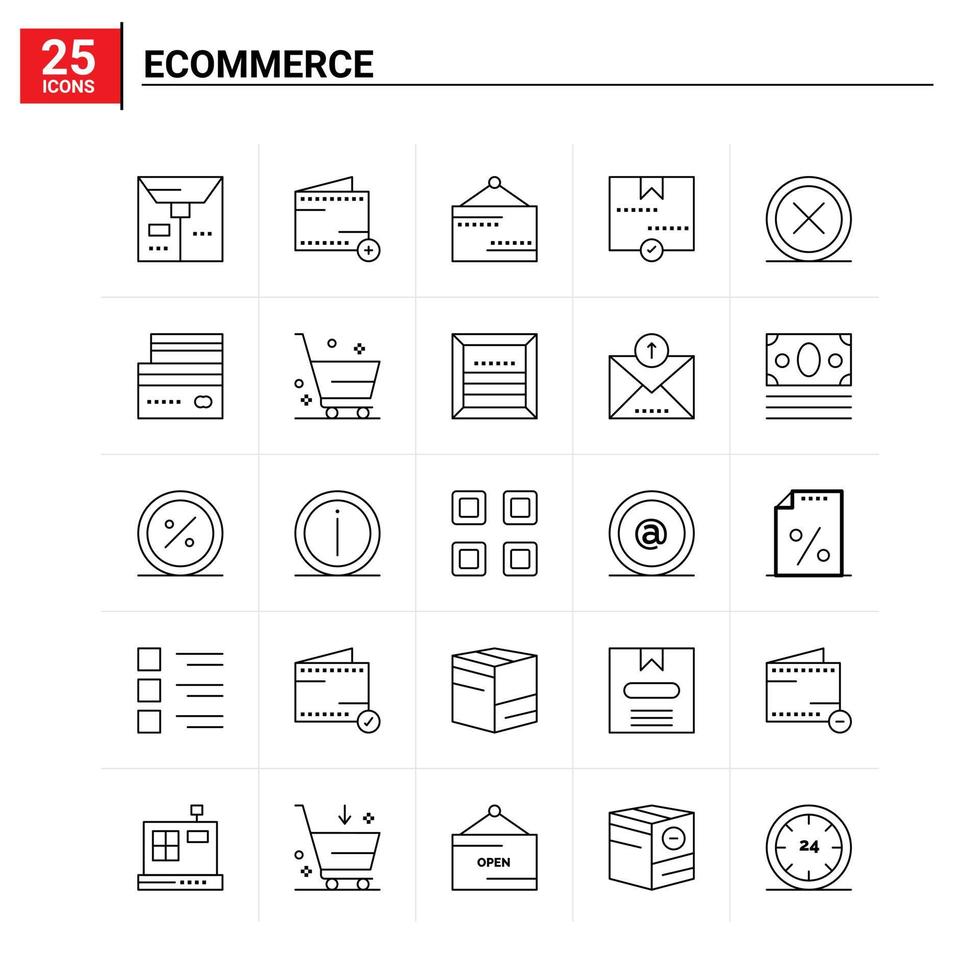 25 E-Commerce-Icon-Set Vektorhintergrund vektor