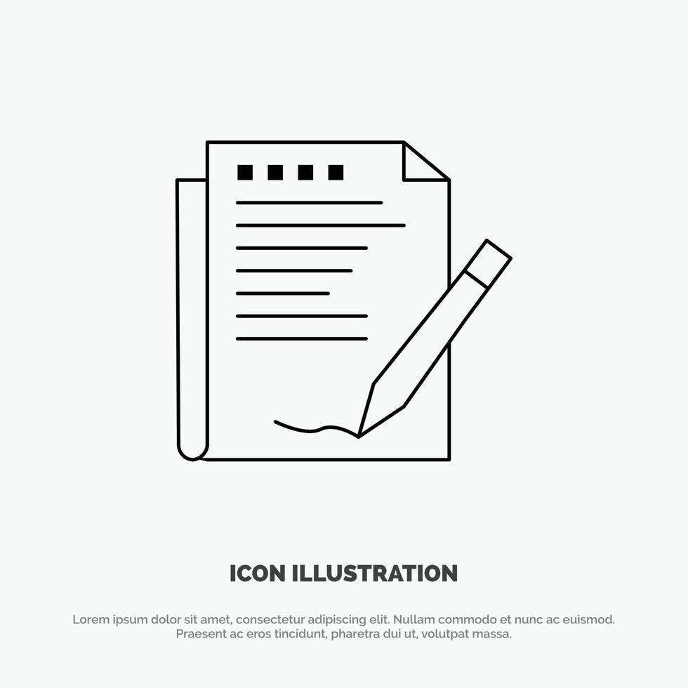 Vereinbarung Bericht Formular Layout Papierlinie Symbol Vektor