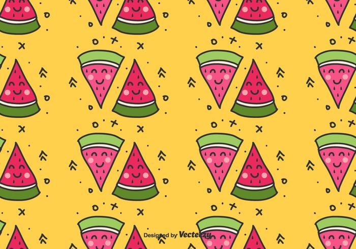 Vattenmelon Doodle Pattern vektor