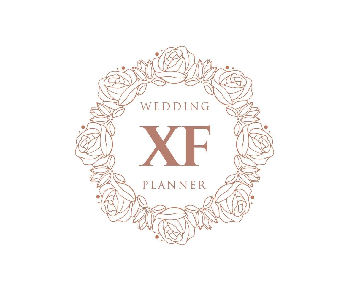 xf initials brief hochzeitsmonogramm logos sammlung, handgezeichnete moderne minimalistische und florale vorlagen für einladungskarten, save the date, elegante identität für restaurant, boutique, café im vektor