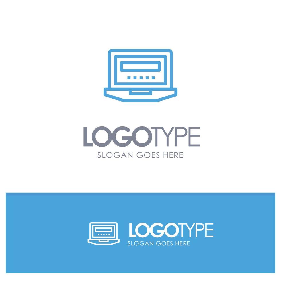 Laptop-Computer-Hardware-Bildung blauer Logo-Linienstil vektor