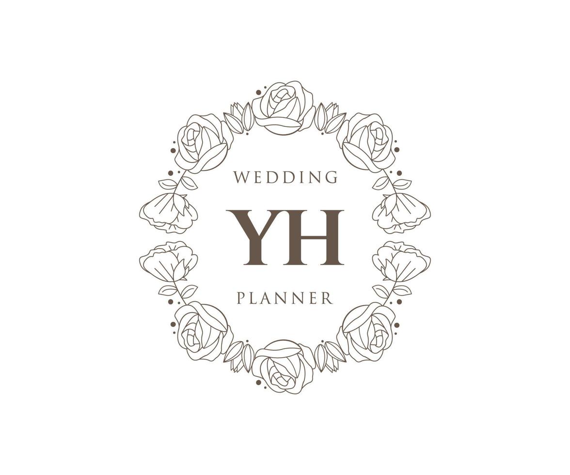 yh initialen brief hochzeitsmonogramm logos sammlung, handgezeichnete moderne minimalistische und florale vorlagen für einladungskarten, save the date, elegante identität für restaurant, boutique, café im vektor