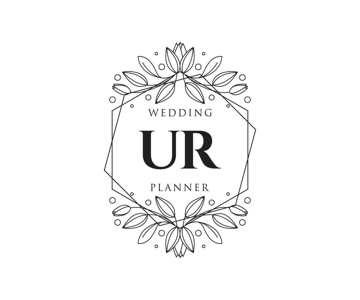 ur initialer brev bröllop monogram logotyper samling, hand dragen modern minimalistisk och blommig mallar för inbjudan kort, spara de datum, elegant identitet för restaurang, boutique, Kafé i vektor