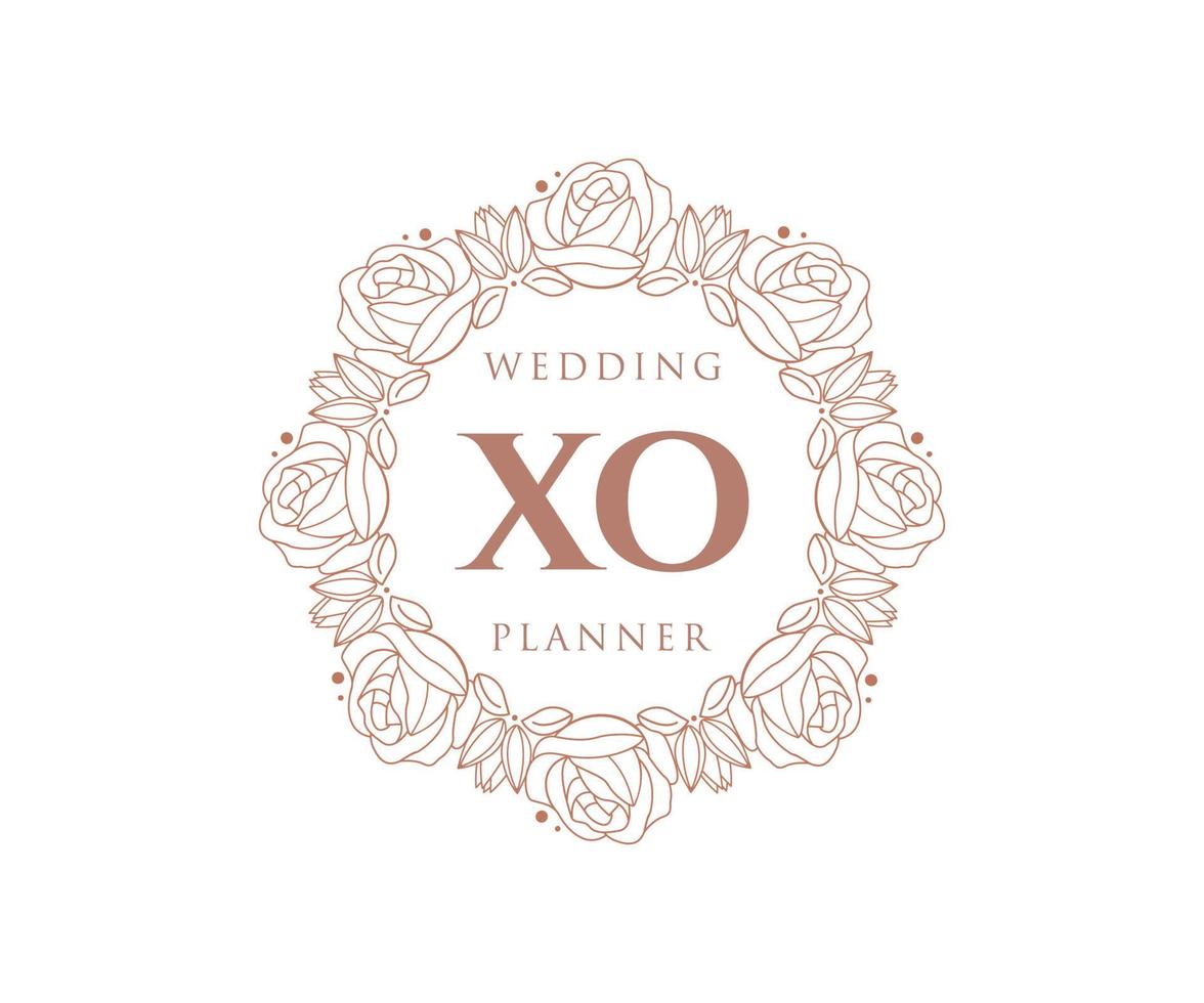 xo initials brief hochzeitsmonogramm logos sammlung, handgezeichnete moderne minimalistische und florale vorlagen für einladungskarten, save the date, elegante identität für restaurant, boutique, café im vektor