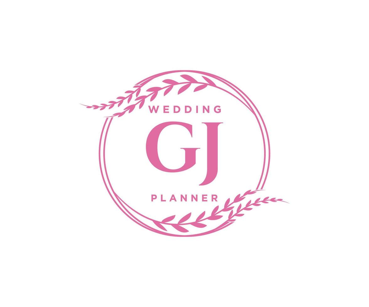 gj initialen brief hochzeitsmonogramm logos sammlung, handgezeichnete moderne minimalistische und florale vorlagen für einladungskarten, save the date, elegante identität für restaurant, boutique, café im vektor