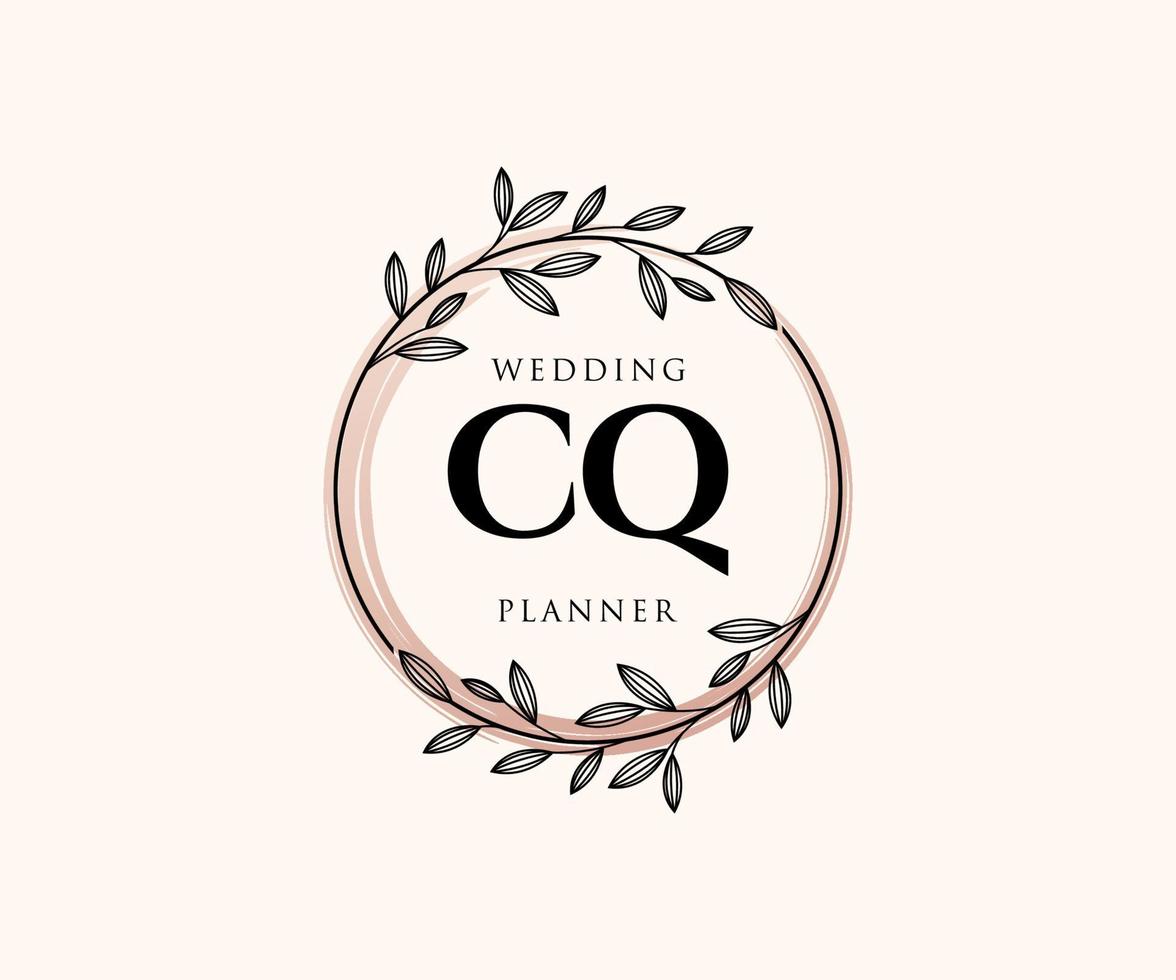 cq initialen brief hochzeitsmonogramm logos sammlung, handgezeichnete moderne minimalistische und florale vorlagen für einladungskarten, save the date, elegante identität für restaurant, boutique, café im vektor