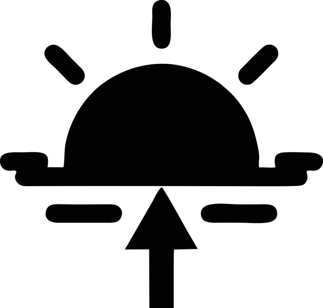 Sonnensymbol auf weißem Hintergrund, Illustration des Sonnensymbolsymbols in Schwarz auf weißem Hintergrund vektor