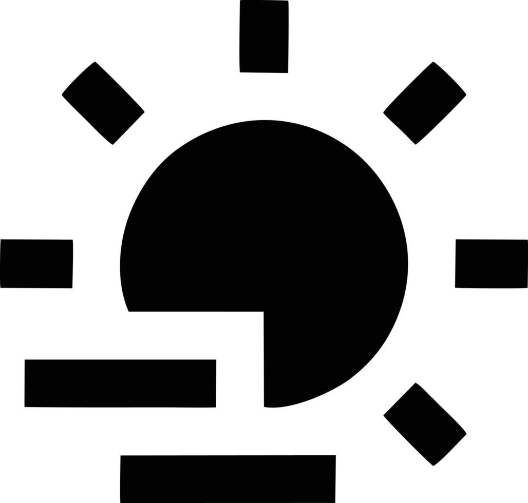 Sonnensymbol auf weißem Hintergrund, Illustration des Sonnensymbolsymbols in Schwarz auf weißem Hintergrund vektor