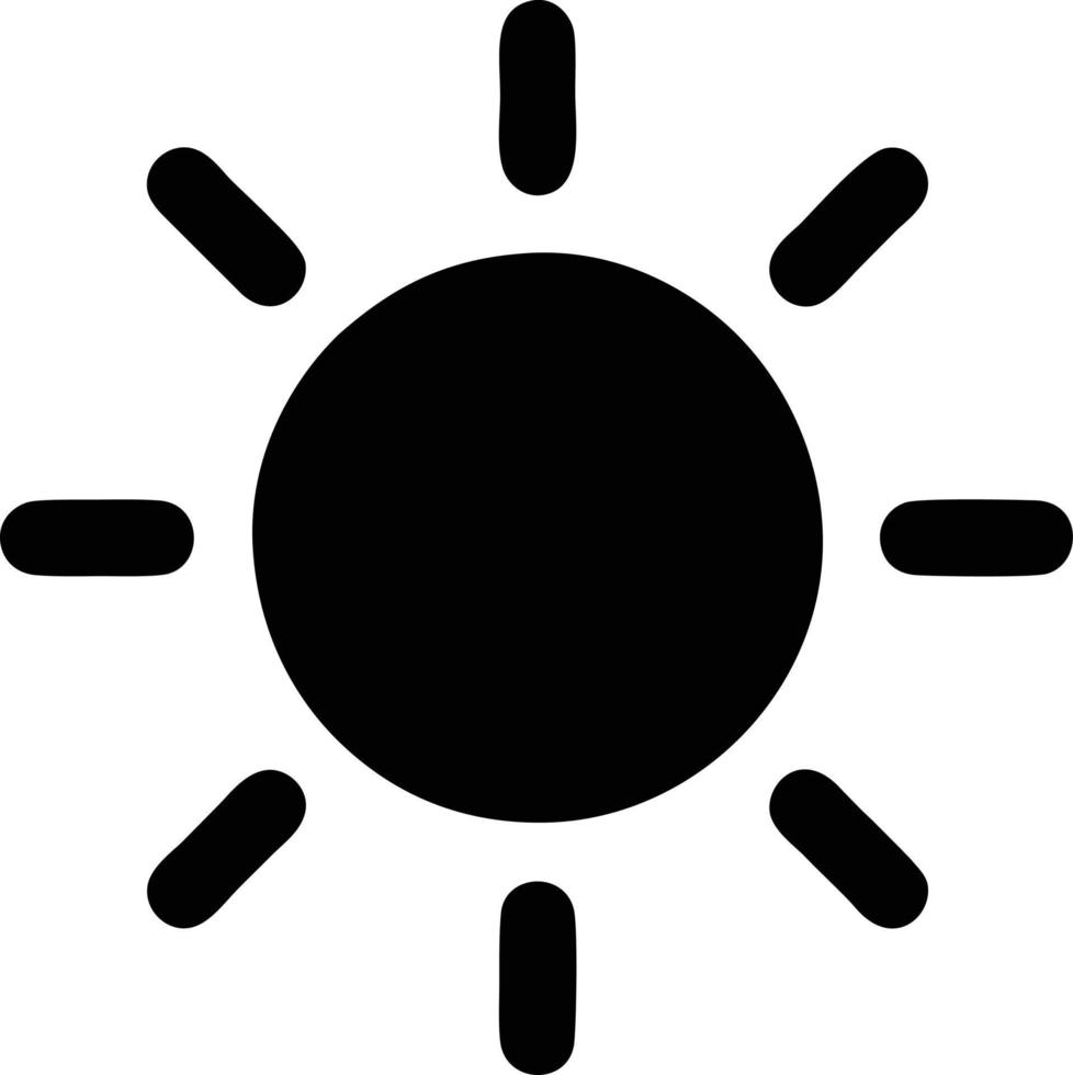 Sol ikon i vit bakgrund, illustration av Sol ikon symbol i svart på vit bakgrund vektor