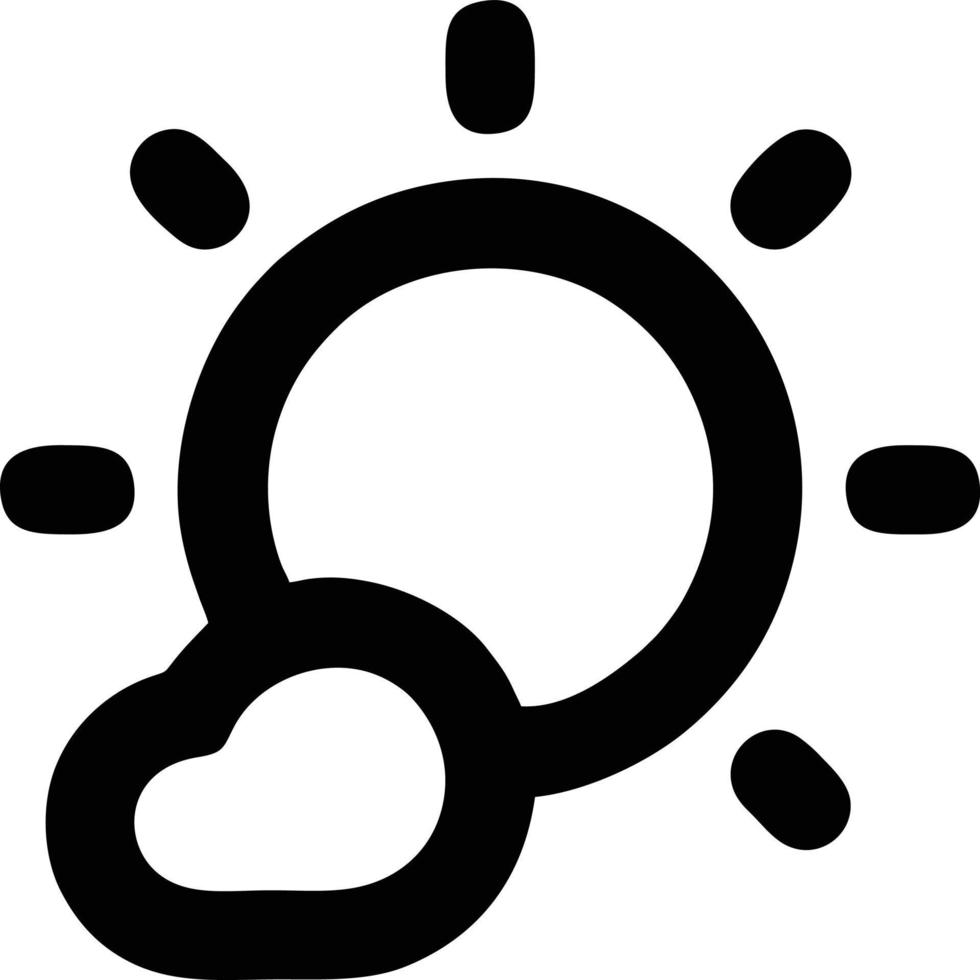 Sonnensymbol auf weißem Hintergrund, Illustration des Sonnensymbolsymbols in Schwarz auf weißem Hintergrund vektor