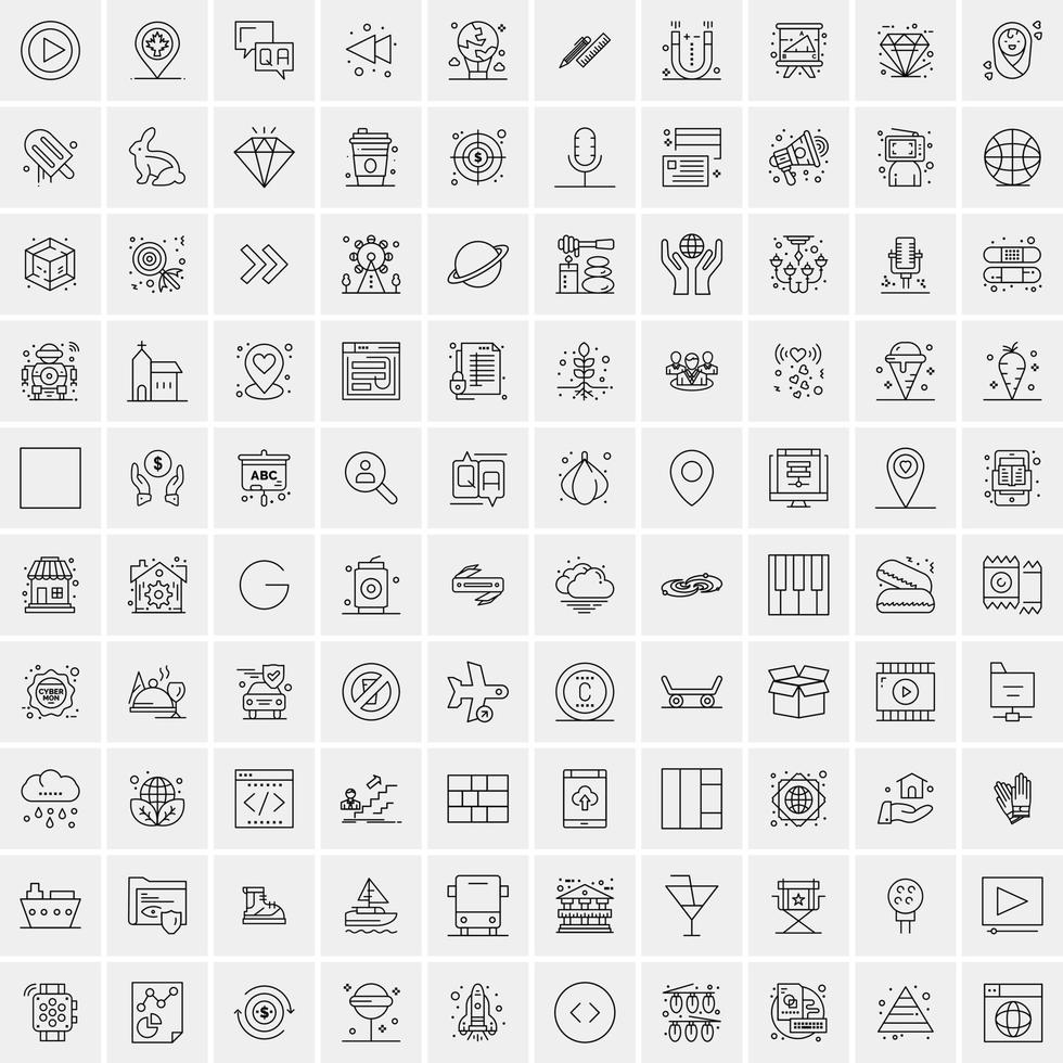 uppsättning av 100 kreativ företag linje ikoner vektor
