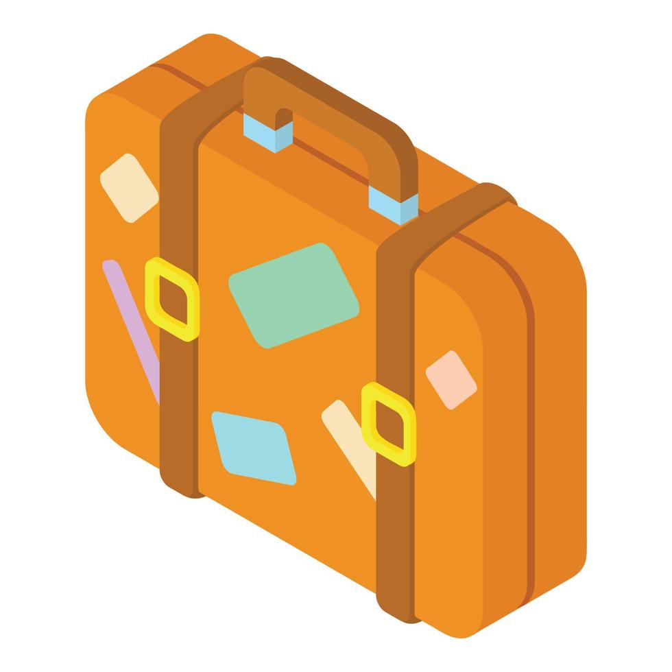 Brauner Koffer mit Aufkleber-Symbol vektor