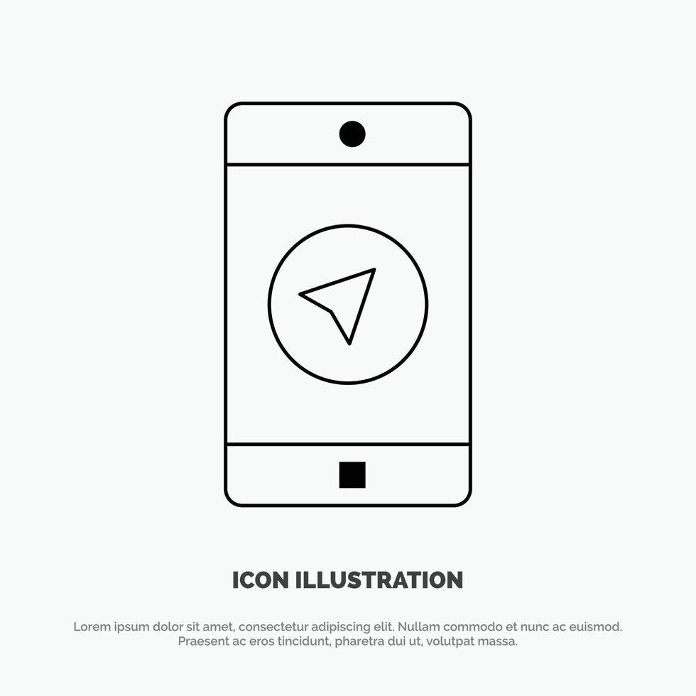 Anwendung Nachricht mobile Apps Poniter Liniensymbol Vektor