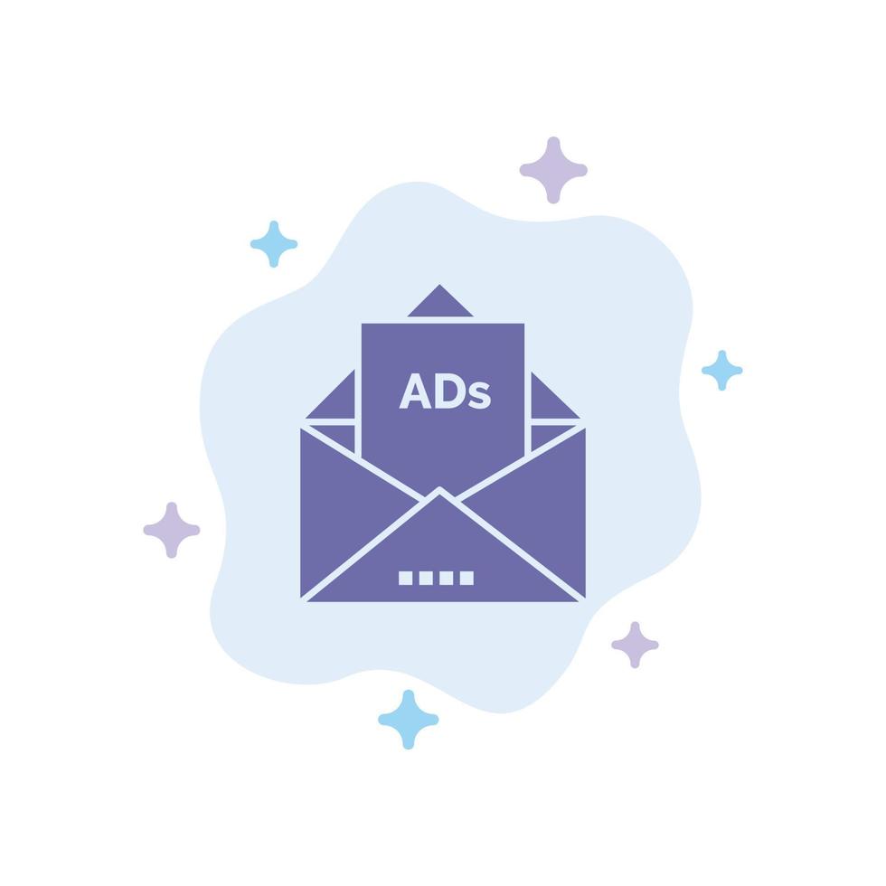 ad reklam e-post brev post blå ikon på abstrakt moln bakgrund vektor