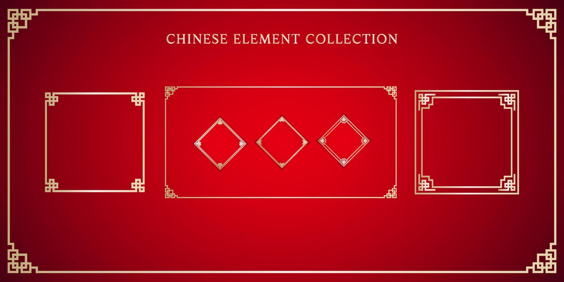 Sammlungssatz für chinesische Rahmenelemente für traditionelles Designkonzept. vektor