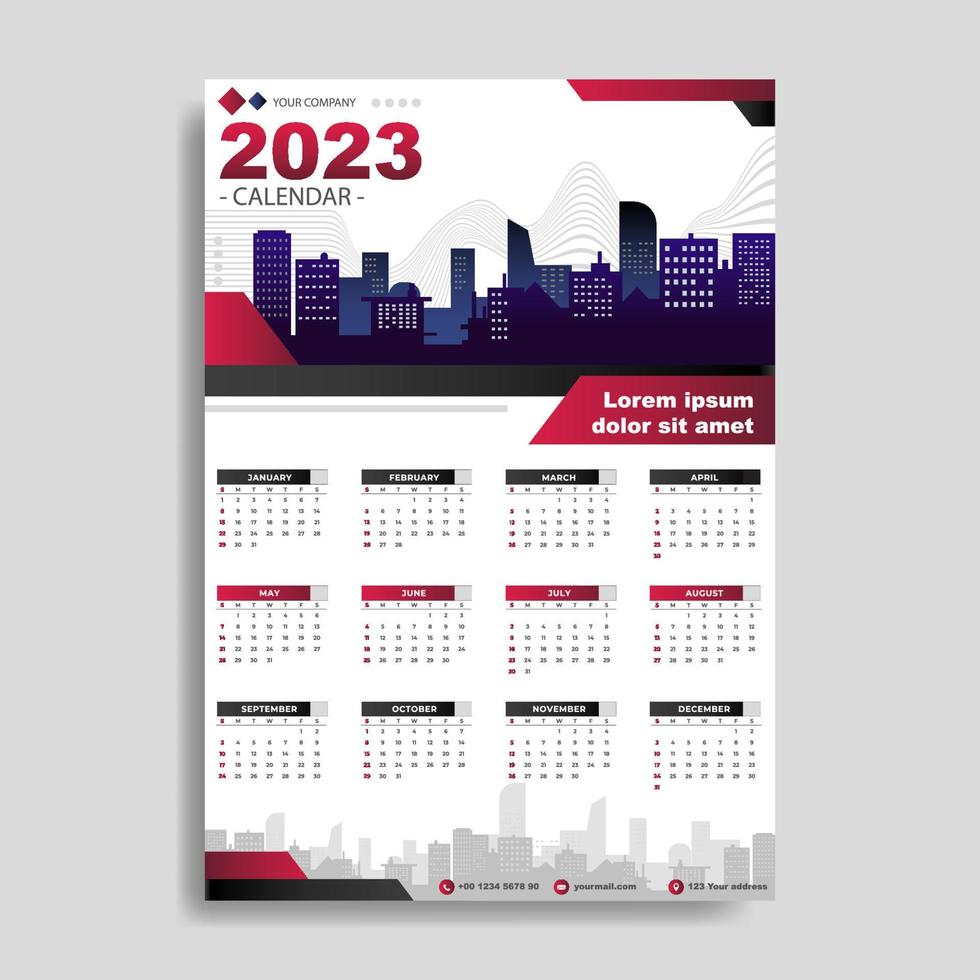 Corporate Business Wandkalender 2023 Vorlage vektor