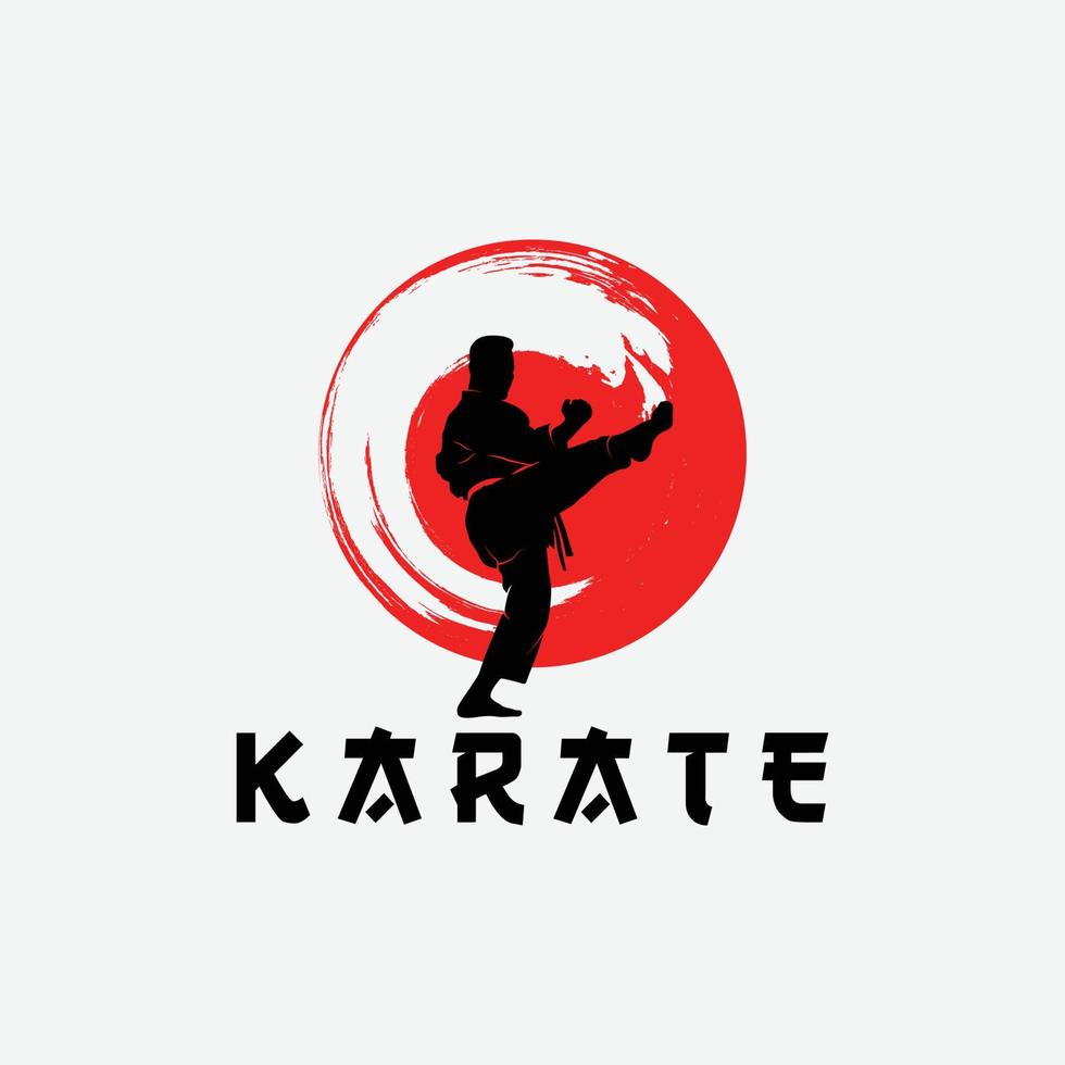 schnelle Kick-Kampftechnik-Silhouette-Vektor-Illustration. modernes und einfaches Logo für Karate-, Judo- und Kampfkunstikone. vektor