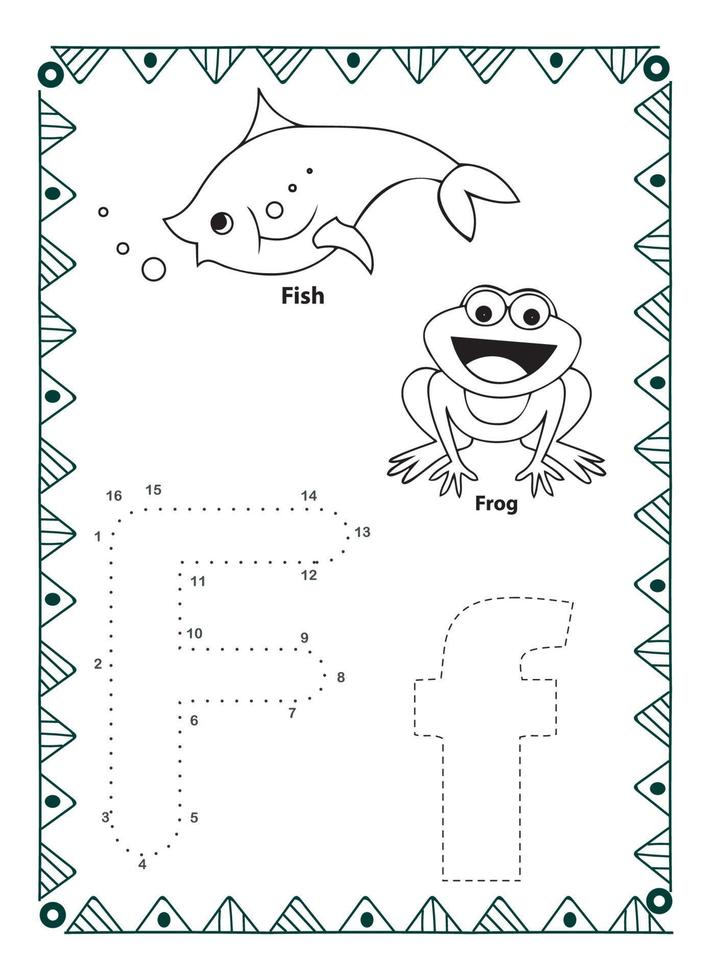 alfabet do till punkt och färg sida för barn och småbarn vektor