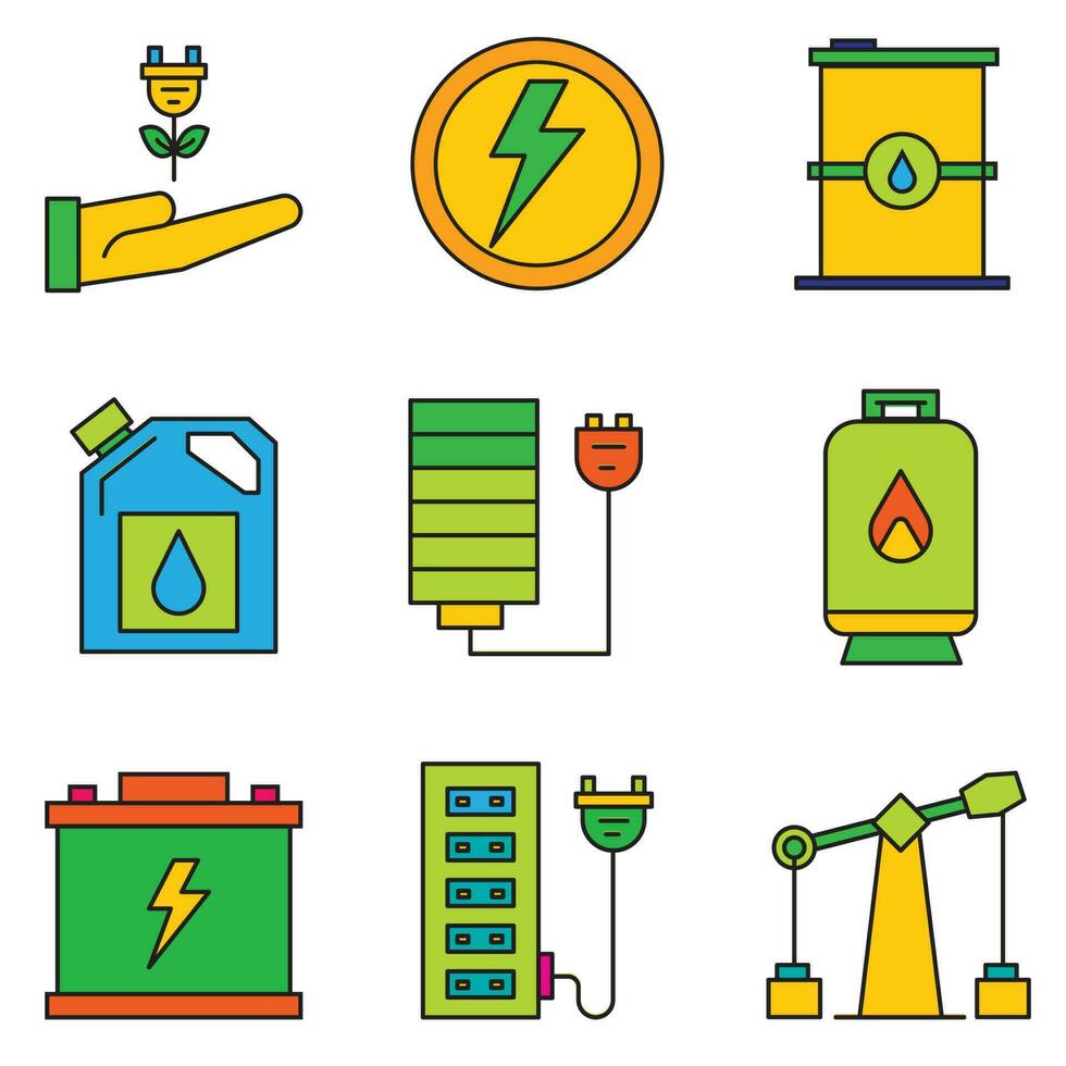 Strom- und Energiesymbol, flaches Symbolvektordesign für Websites und Apps. vektor