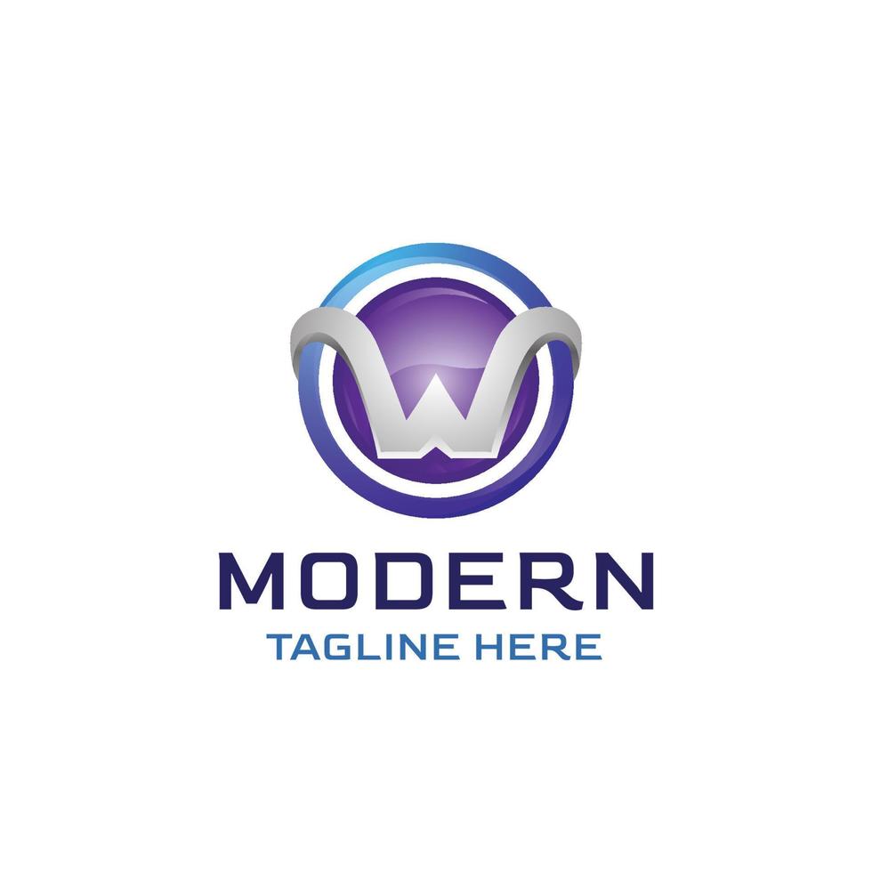färgrik brev w logotyp lämplig för modern företag vektor