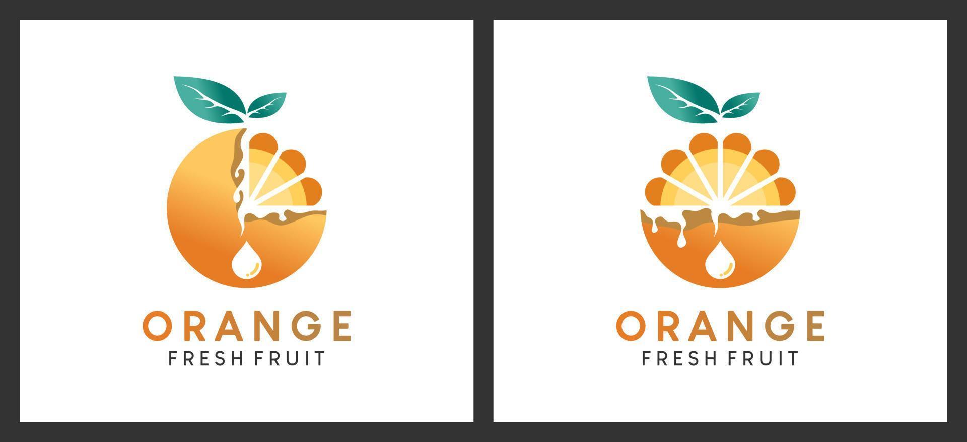 Orangenfrucht-Logo-Design mit pastellfarbenem Konzept, Vektorillustration des Logos für Speisen und Getränke vektor