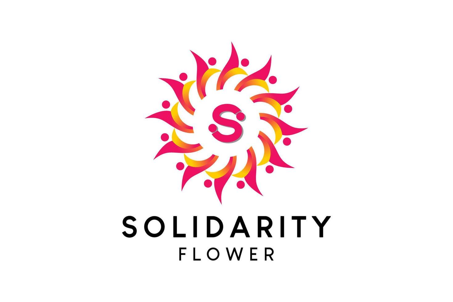 kraftvolles wohltätigkeits- oder solidaritätslogodesign mit blumenkonzept vektor