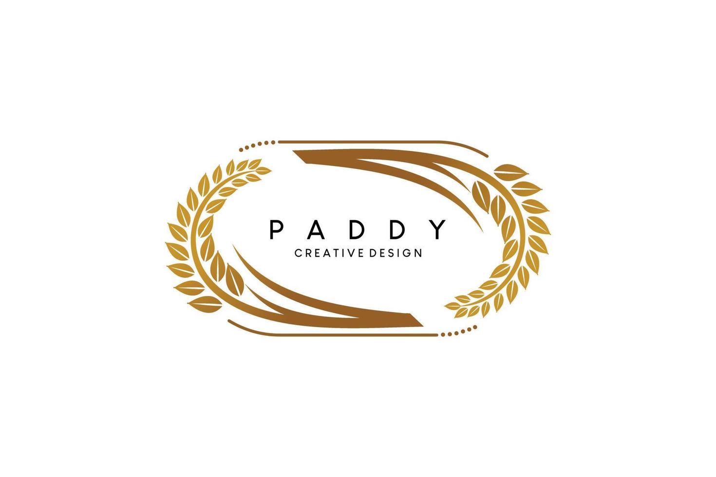 Paddy-Logo-Design mit kreativem Konzept, Paddy-Food-Logo-Vektorillustration vektor