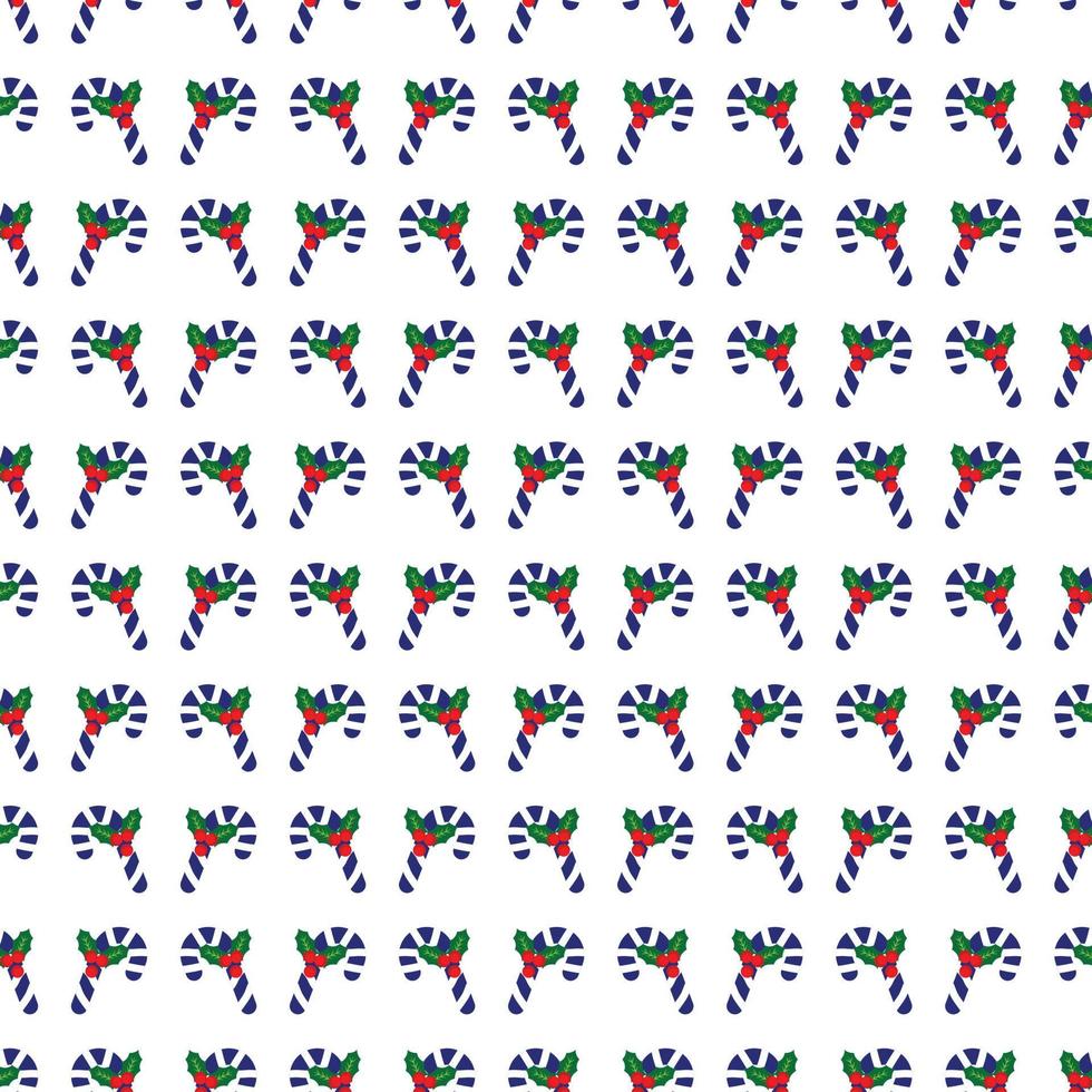 jul blå godis med röd bär bakgrund mönster vektor