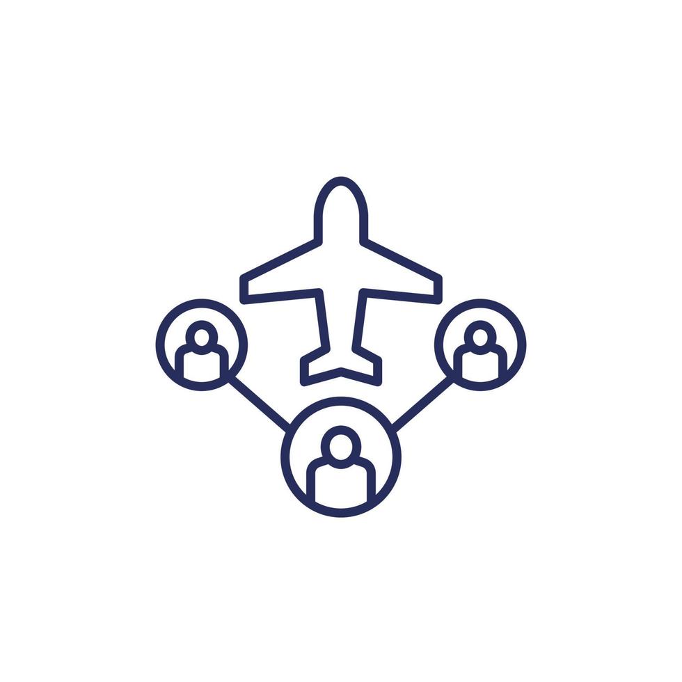 Flugzeug und Passagiere, Symbol für die Flugkapazitätslinie vektor