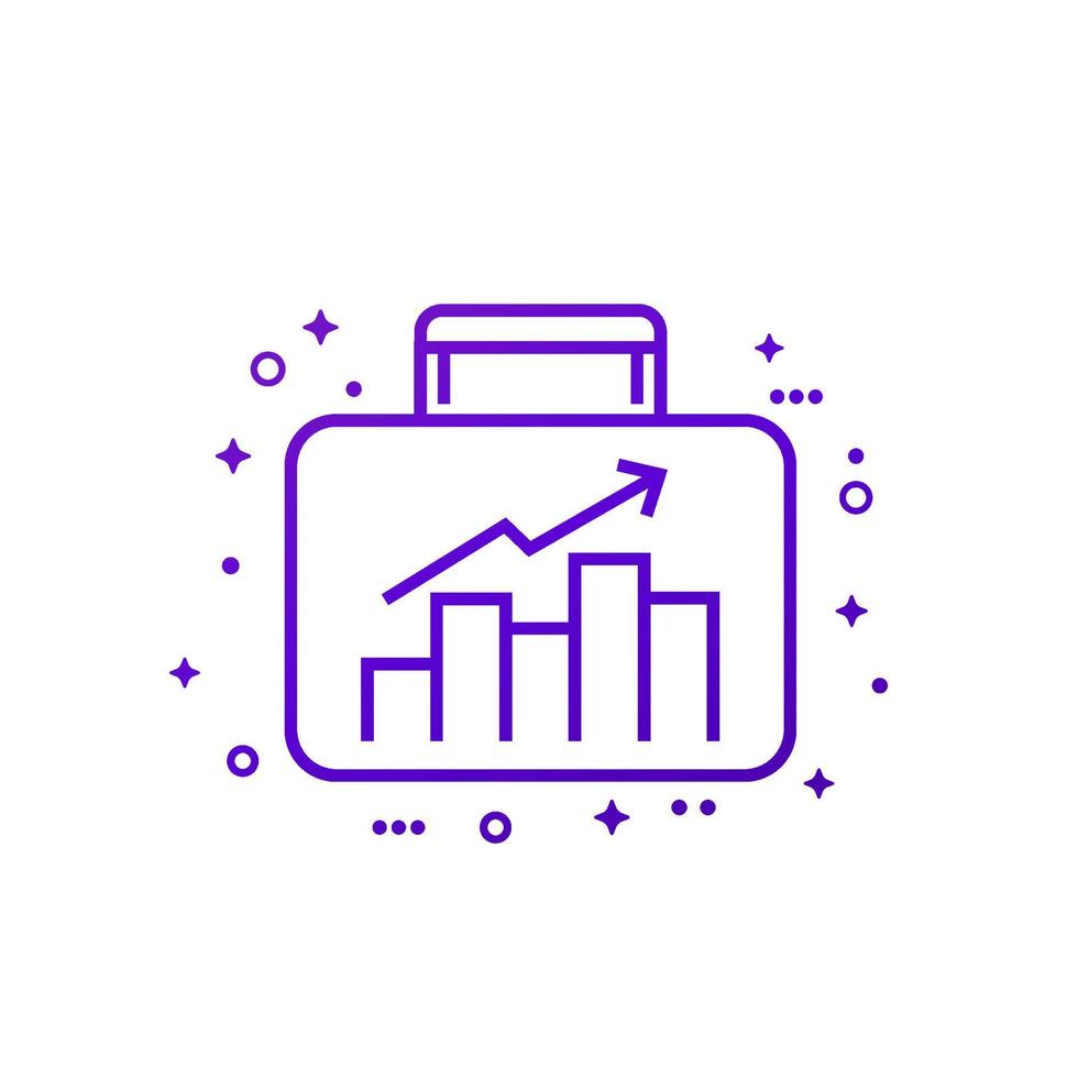 wachsendes Portfolio-Liniensymbol auf weiß vektor