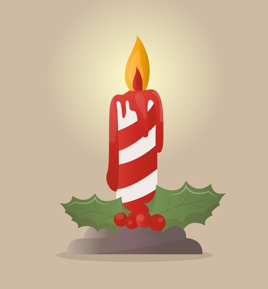 jul kort med ljus och mistel, symboliserar första advent vektor